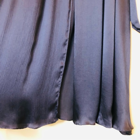 L'Agence Ocean 100% Silk Maxi Skirt High Slit Midnight Blue Small - Picture 8 of 16